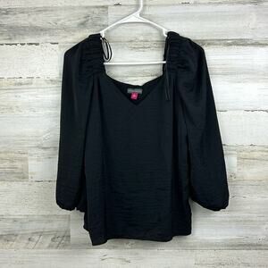 NWT Vince Camuto womens sz xs off the shoulder long sleeve black blouse